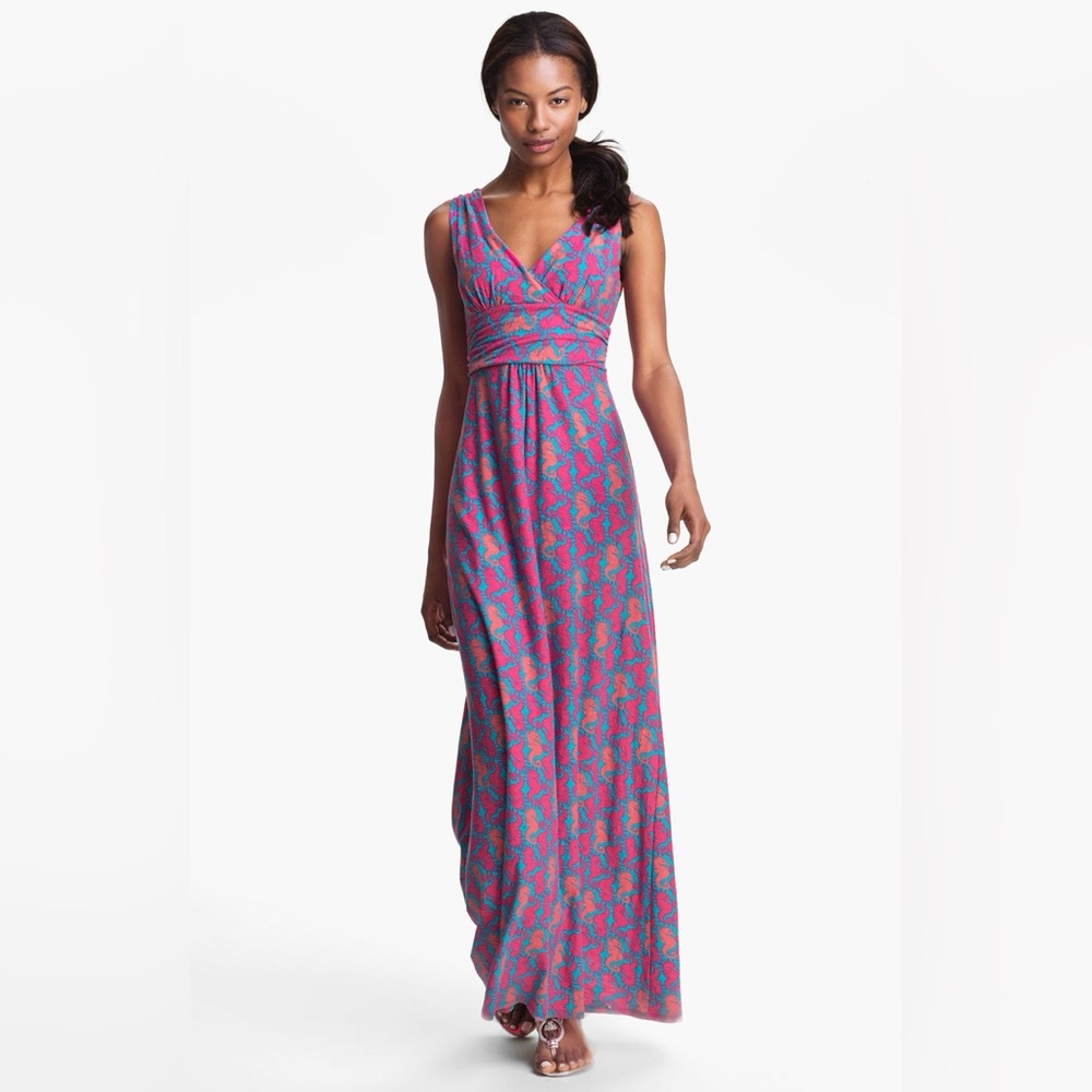 Vintage Lily Pulitzer seahorse Sloane maxi dress Size S